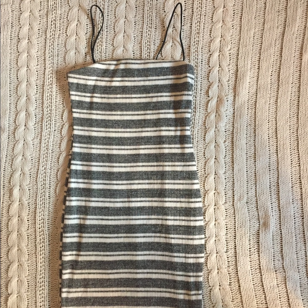 Akira grey and white striped dress